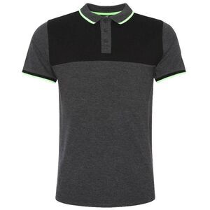 Liverpool FC Mens Panel Polo Shirt / Charcoal/Black